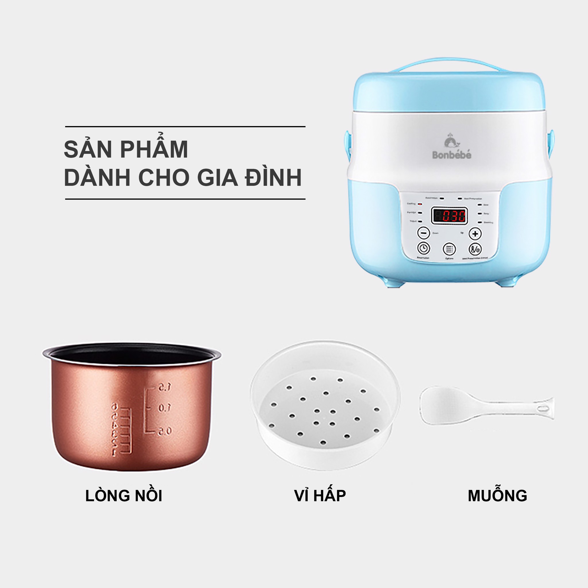 Nồi nấu nhanh thông minh Bonbébé BB-36 dung tích 2000ml 1 noi nau nhanh thong minh bonbebe bb 36 dung tich 2000ml 2