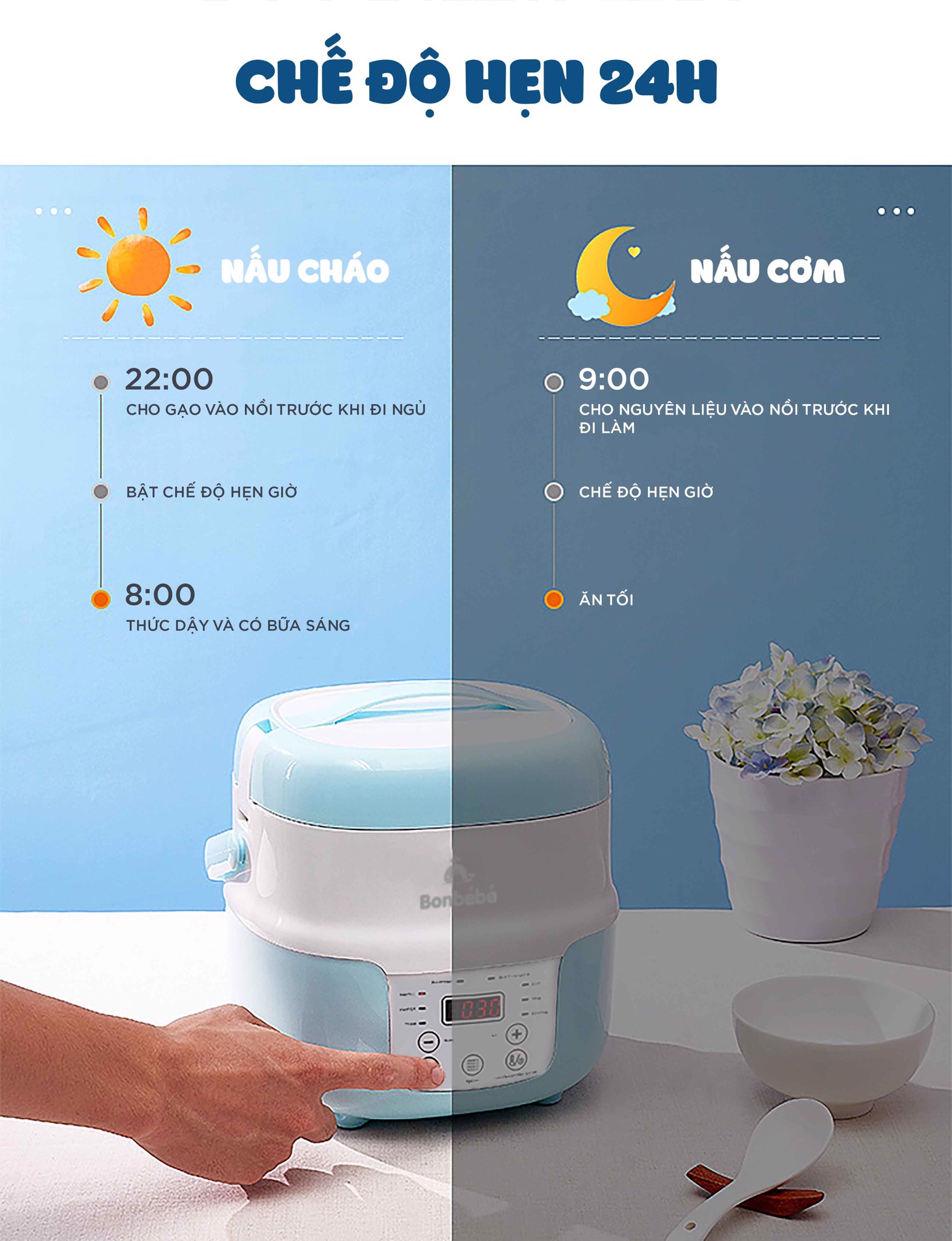 Nồi nấu nhanh thông minh Bonbébé BB-36 dung tích 2000ml 7 noi nau nhanh thong minh bonbebe bb 36 dung tich 2000ml 8