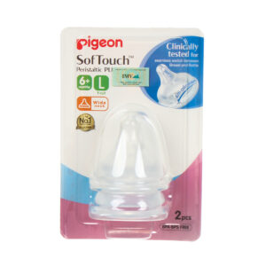 Núm ty Pigeon silicone cổ rộng siêu mềm size L