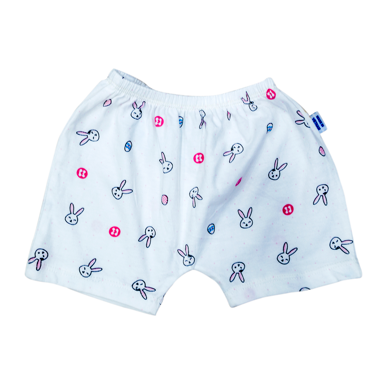 Quần cộc sơ sinh KidsMBVT in mặt thỏ (Trắng Hồng) 18-24M 1 quan ao thoi trang