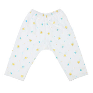 Quần dài sơ sinh mẹ bé in hình gà con (Trắng Vàng) 6-9M