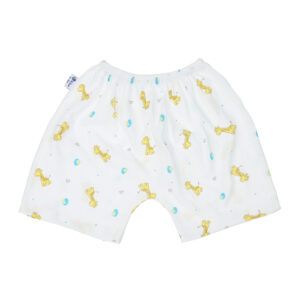 Quần sơ sinh cộc mẹ bé in hình hươu cao cổ (Trắng vàng) 3-6M