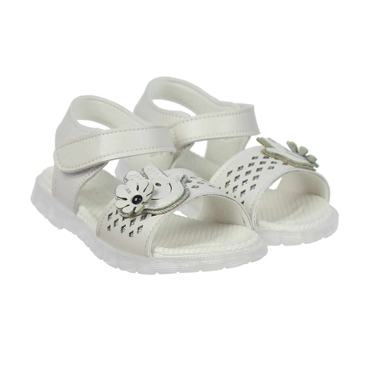 Sandal bé gái đính hoa AC20 (Trắng) Size 24 1 sandal be gai dinh hoa ac20 trang size 21 1