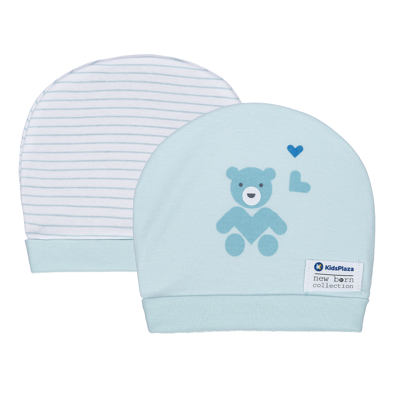 Set 2 mũ sơ sinh cotton MBVT''S BA21 (Xanh ngọc) 1 set 2 mu so sinh cotton kidsplaza ba21 0 3m xanh ngoc 1