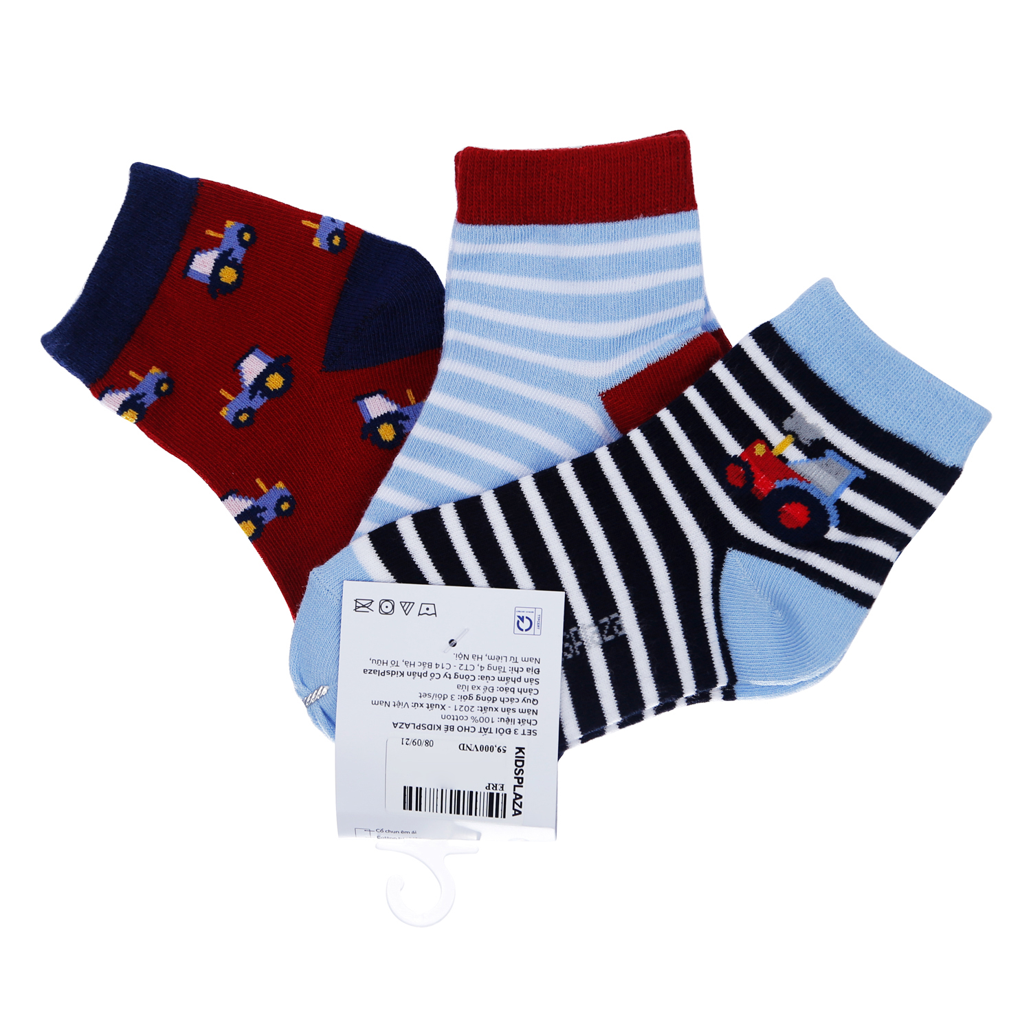 Set 3 đôi tất bé trai MBVT''S hoạ tiết xe lửa DK21 1 set 3 doi tat be trai kidsplaza hoa tiet xe lua dk21 1
