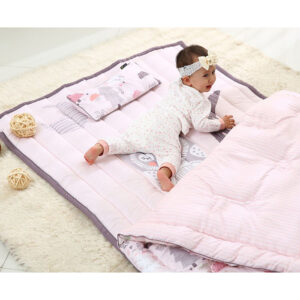 Set đệm ngủ sợi tre cỡ trung LOLBaby Pink Forest (1,1m x 1,4m)