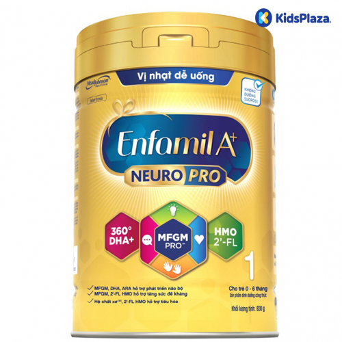 Sữa bột Enfamil A+ NeuroPro Số 1 (830G) cho bé từ 0-6 tháng tuổi - Vị nhạt dễ uống 1 Sữa bột Enfamil A+ NeuroPro số 1 hộp 830g