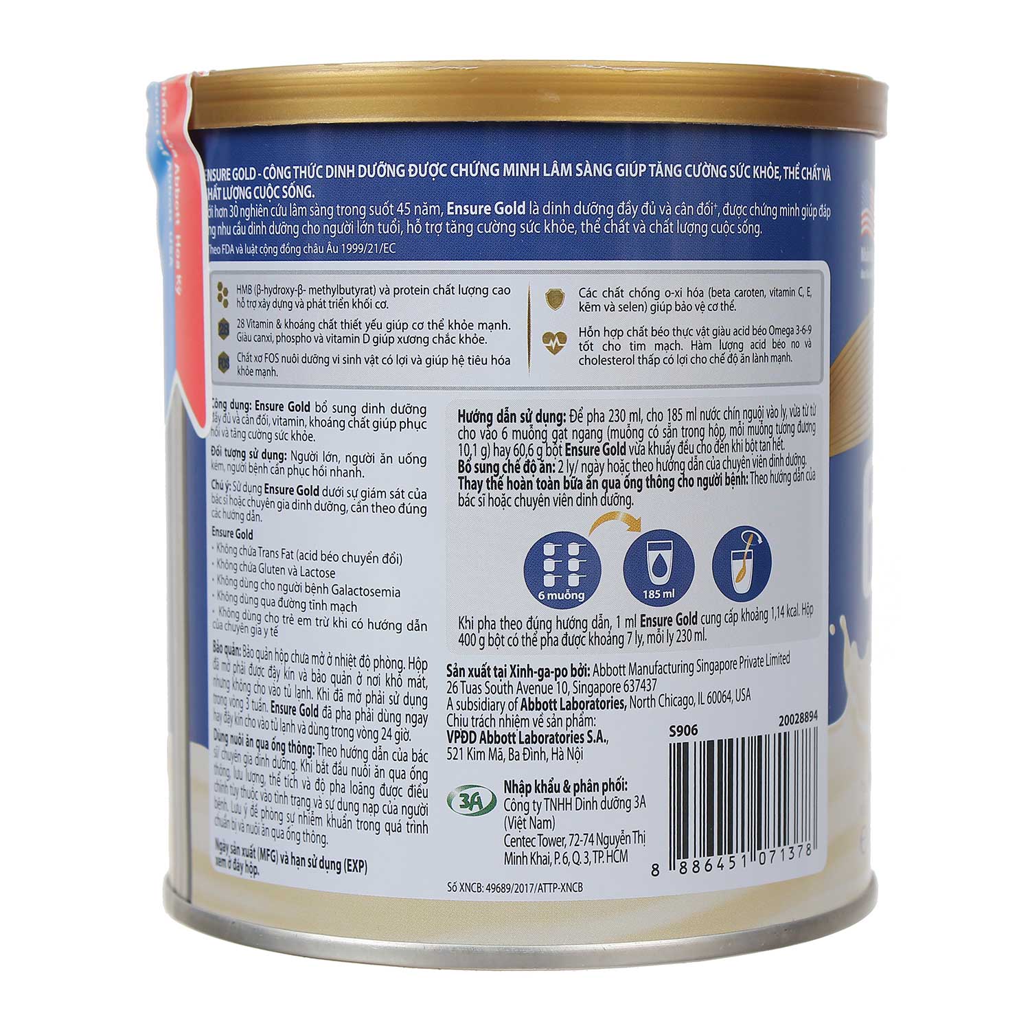 Sữa bột Ensure Gold hương Vani 400g 3 sữa bột Ensure Gold hương vani 400g