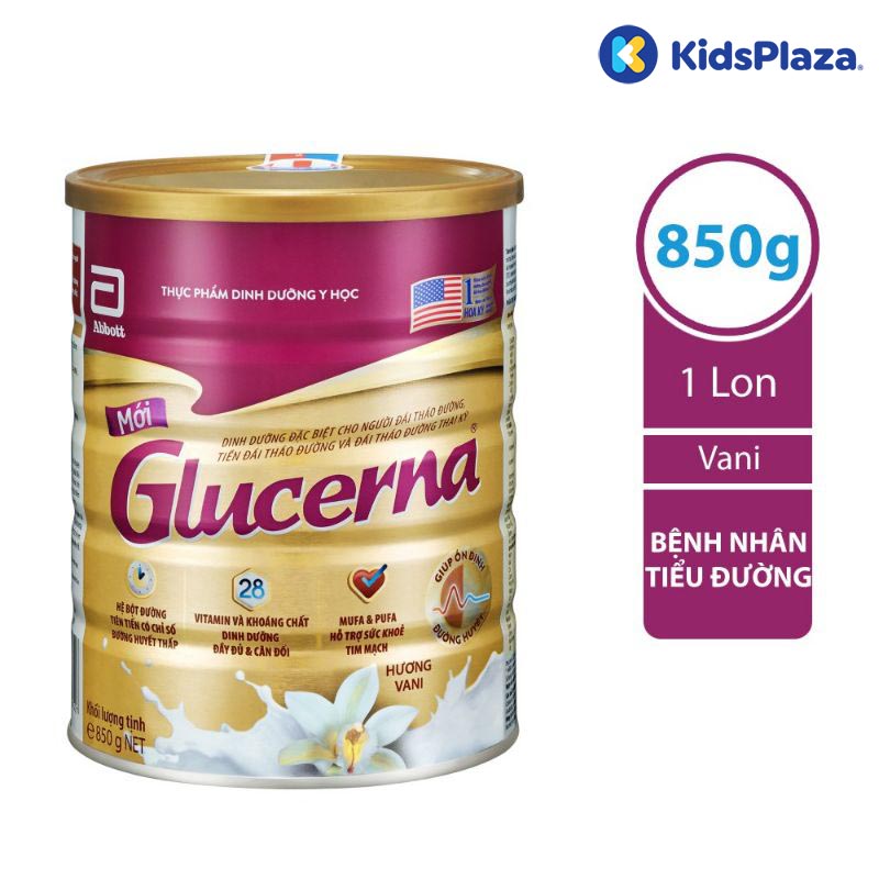 Sữa bột Glucerna hương Vani 850g cho người mắc bệnh đái tháo đường 1 Sữa bột Glucerna dành cho người tiểu đường 850g