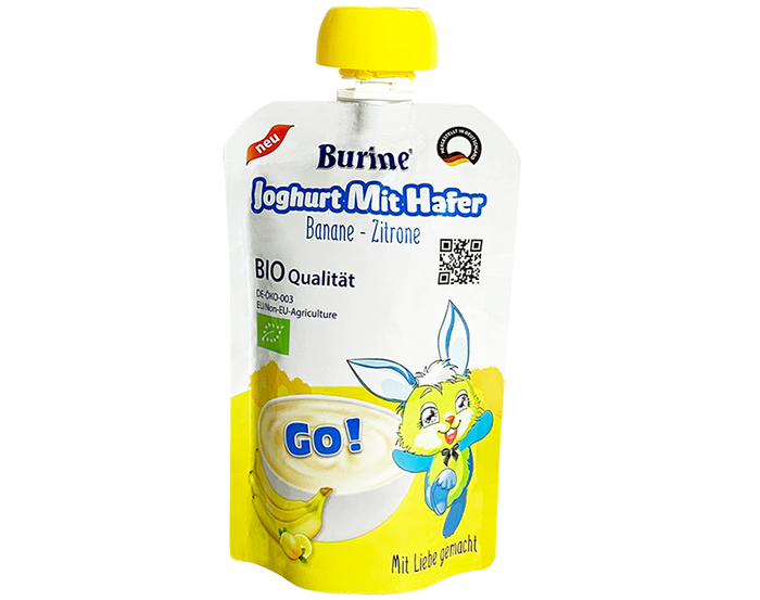 Sữa chua yến mạch Burine Organic vị chuối chanh 95gr cho bé trên 6 tháng tuổi 1 Sữa chua yến mạch Burine Organic vị chuối chanh 95gr cho bé trên 6 tháng tuổi