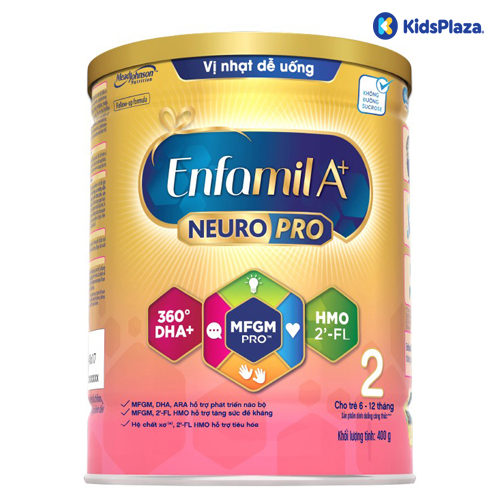 Sữa bột Enfamil A+ NeuroPro Số 2 (400G) cho bé từ 6-12 tháng tuổi - Vị nhạt dễ uống 1 Sữa Enfamil A+ NeuroPro số 2 400g cho bé 6-12 tháng tuổi