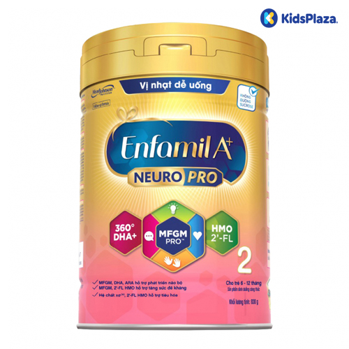 Sữa bột Enfamil A+ NeuroPro Số 2 (830G) cho bé từ 6-12 tháng tuổi - Vị nhạt dễ uống 1 Sữa bột Enfamil A+ NeuroPro số 2 cho bé từ 6-12 tháng