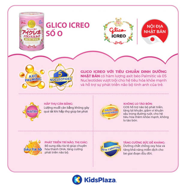 Sữa bột Glico Icreo số 0 320g nội địa Nhật cho bé 0-12M 2 sữa glico số 0 320g nội địa nhật bản