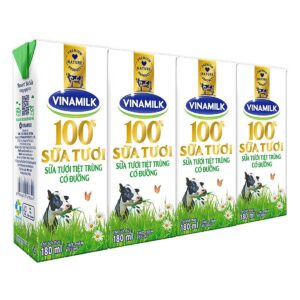 Sữa tươi tiệt tr&ugrave;ng Vinamilk 100% c&oacute; đường 180ml (1 hộp)
