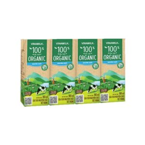 Sữa tươi tiệt tr&ugrave;ng Vinamilk 100% Organic kh&ocirc;ng đường 180ml (1 hộp)