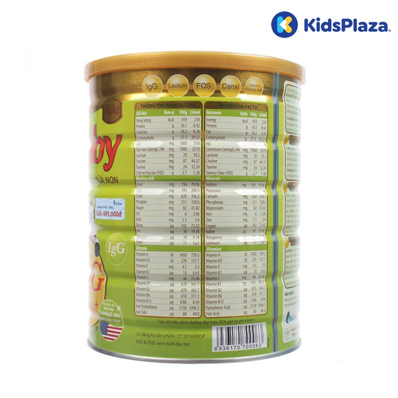 Sữa bột Colosbaby gold 2+ 800G tăng cường hệ miễn dịch (2Y+) 2 thành phần sữa bột Colosbaby Gold 2 800g cho bé trên 2 tuổi