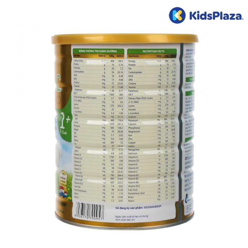 thành phần sữa dê Goatlac 1 800g cho bé 1-2 tuổi