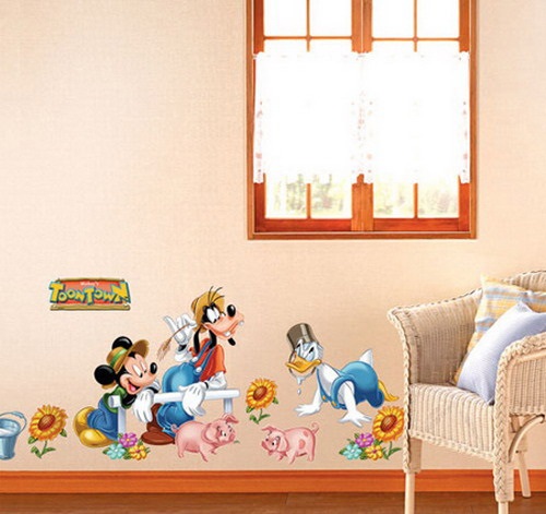 Tranh dán tường Hàn Quốc hình chú Mickey & chú vịt Donald DS58373 1 tranh dan tuong han quoc hinh chu mickey chu vit donald ds58373