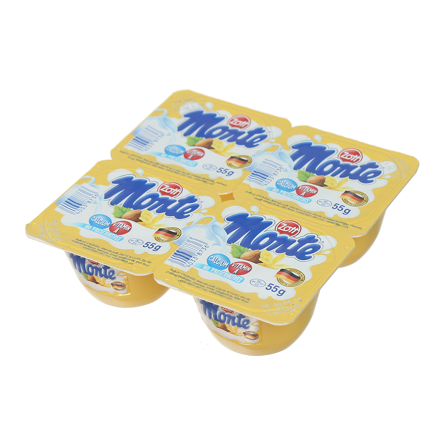 Váng sữa Monte Zott- Vanilla 4x55g cho bé trên 6 tháng tuổi 1 Váng sữa Monte Zott- Vanilla 4x55g cho bé trên 6 tháng tuổi