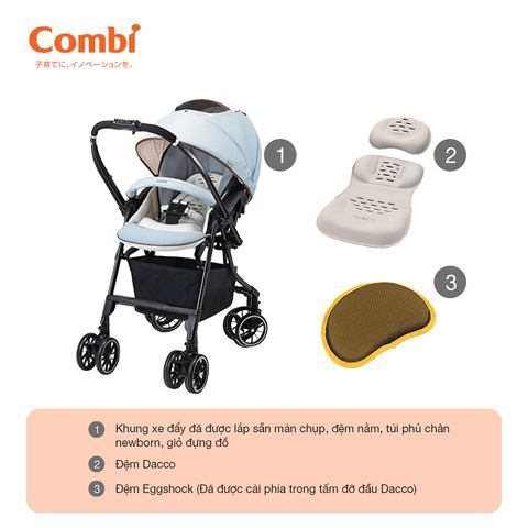 Xe đẩy Combi Mechacal Handy 4 bánh quay tự động (Xanh Denim) 16 xe day combi mechacal handy 4 banh quay tu dong xanh denim 13