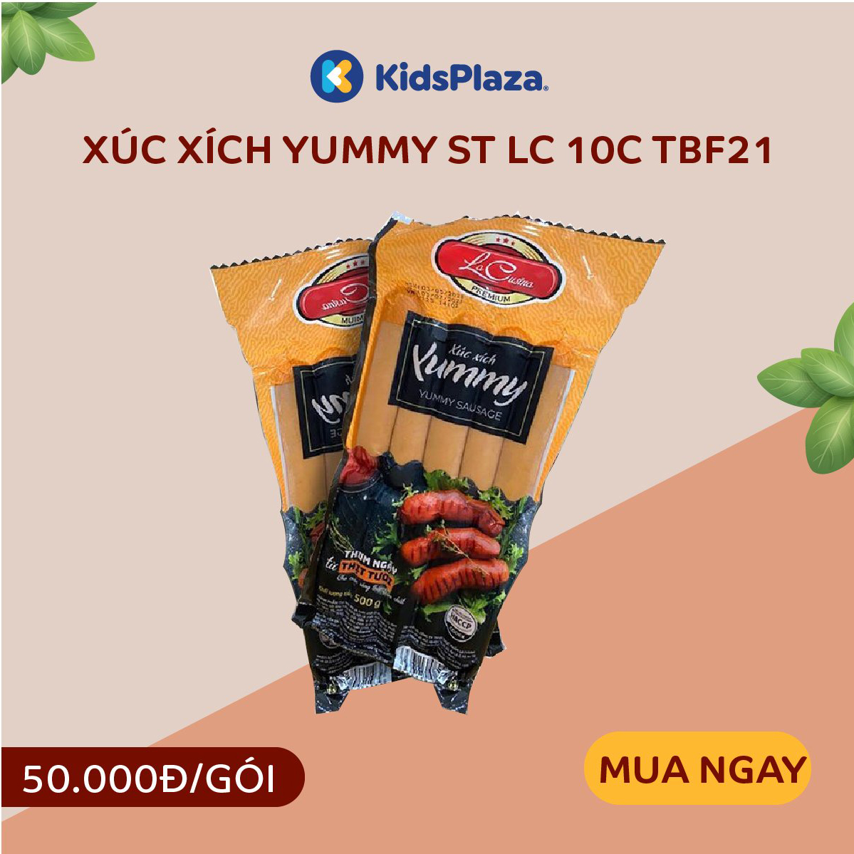 Xúc xích Yummy ST La Cusine 500g TBF21 (10 chiếc) 1 xuc xich yummy st la cusine 500g tbf21 10 chiec